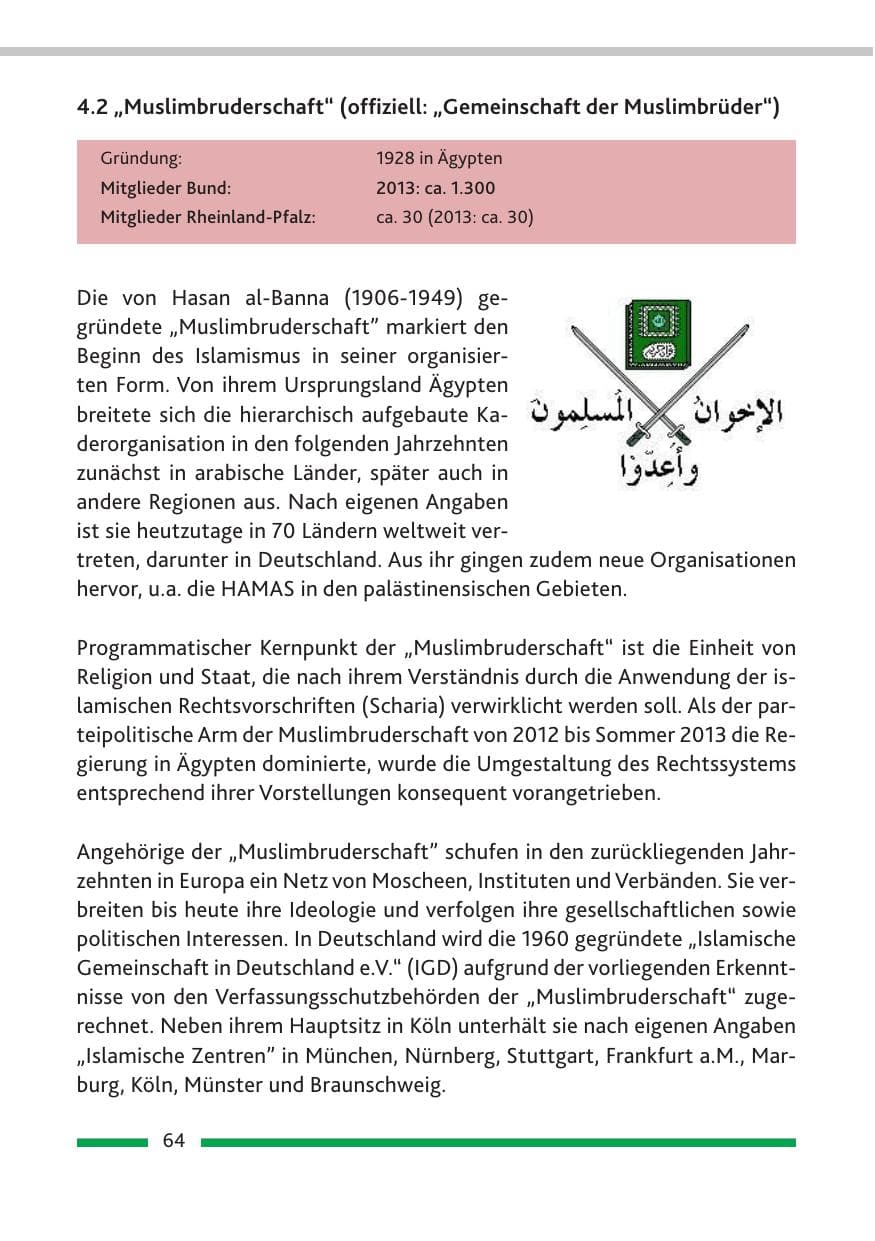 Seite 66 des Verfassungsschutzbericht 2014 Rheinland-Pfalz