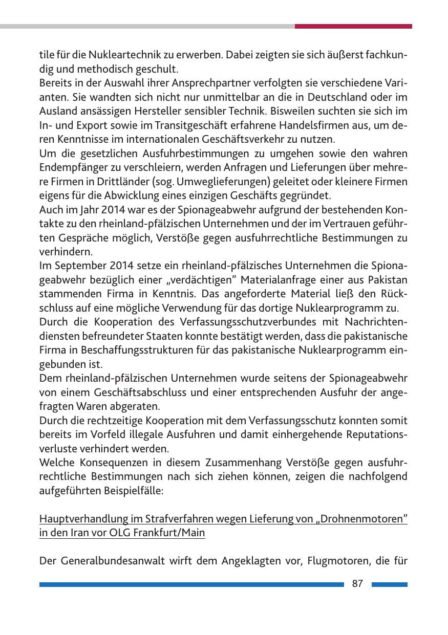 Seite 89 des Verfassungsschutzbericht 2014 Rheinland-Pfalz