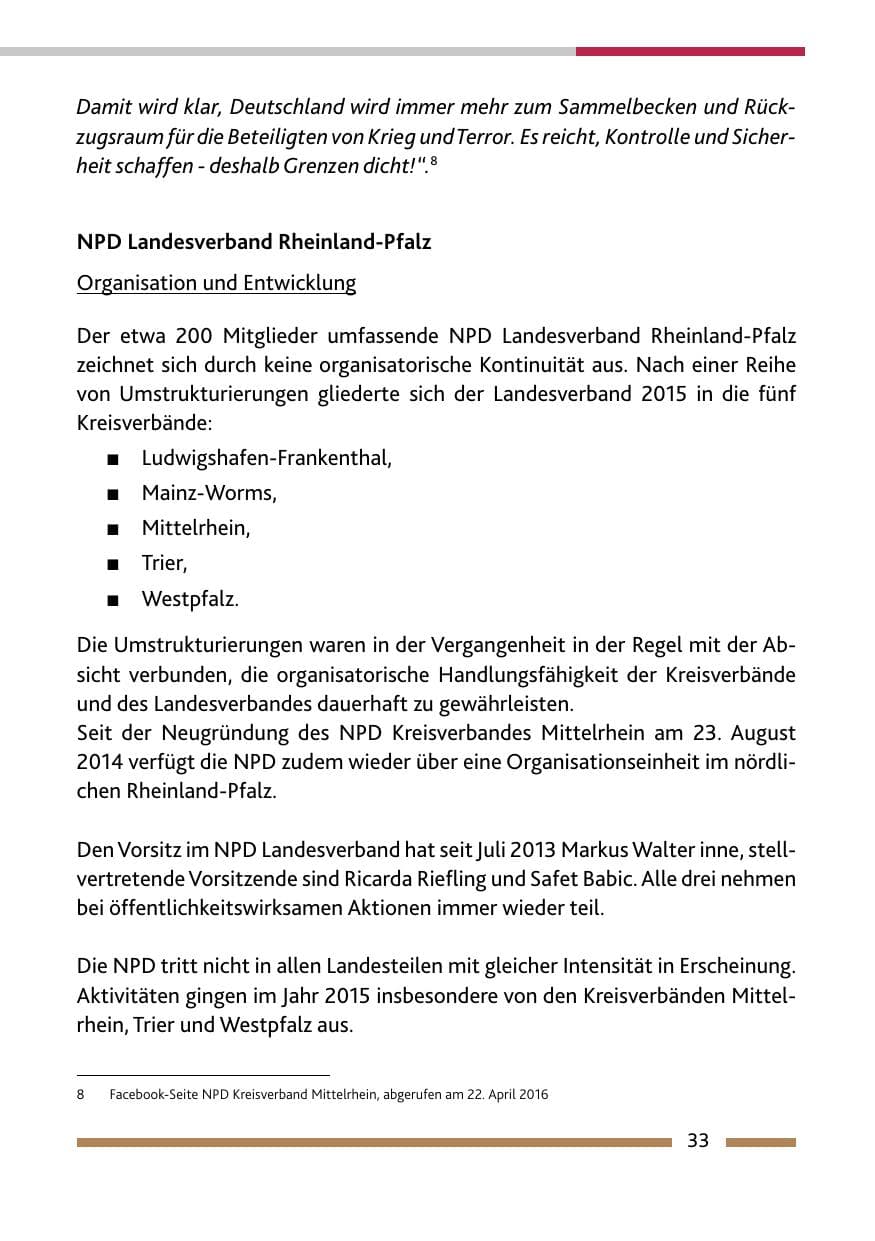 Seite 35 des Verfassungsschutzbericht 2015 Rheinland-Pfalz