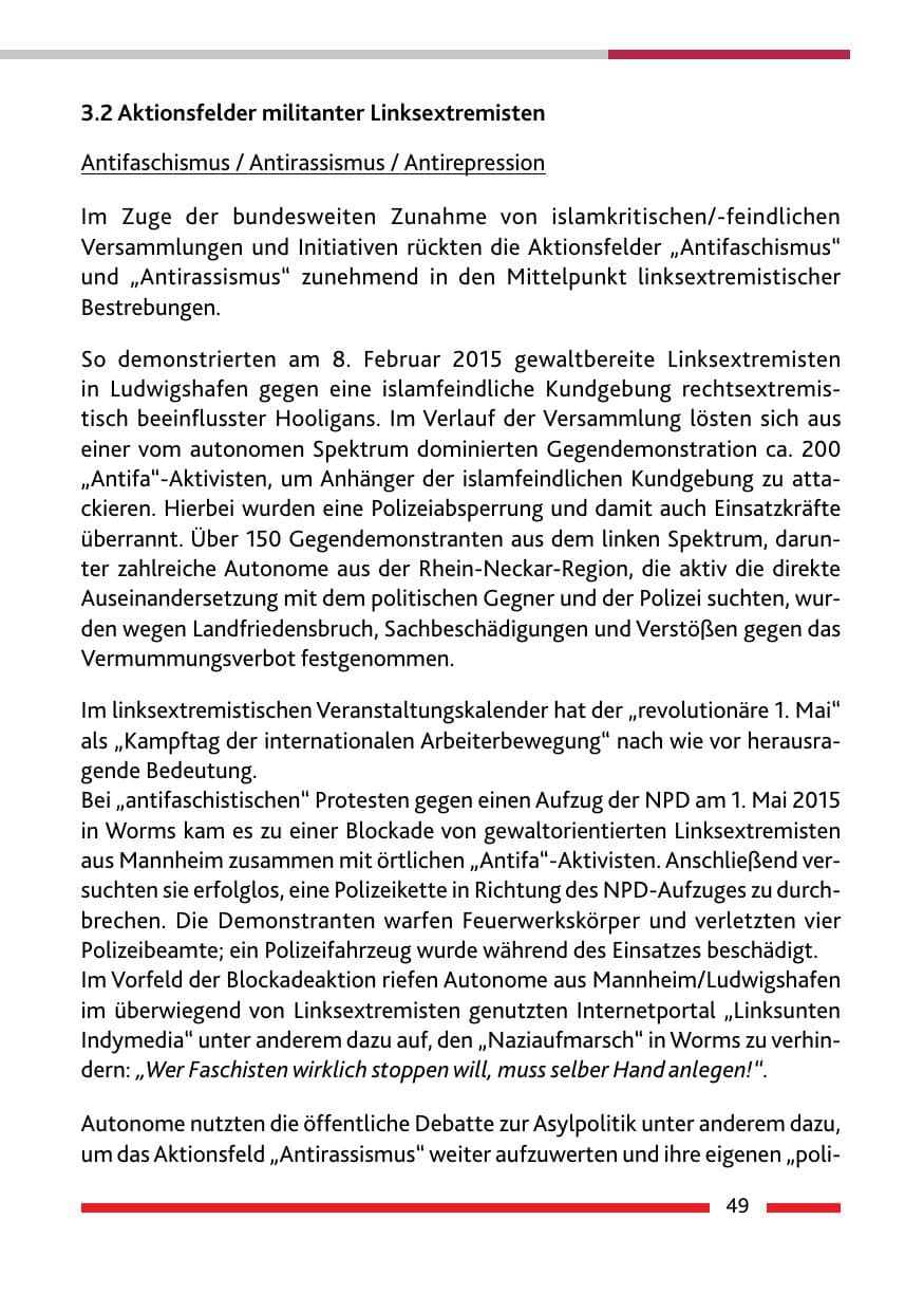 Seite 51 des Verfassungsschutzbericht 2015 Rheinland-Pfalz