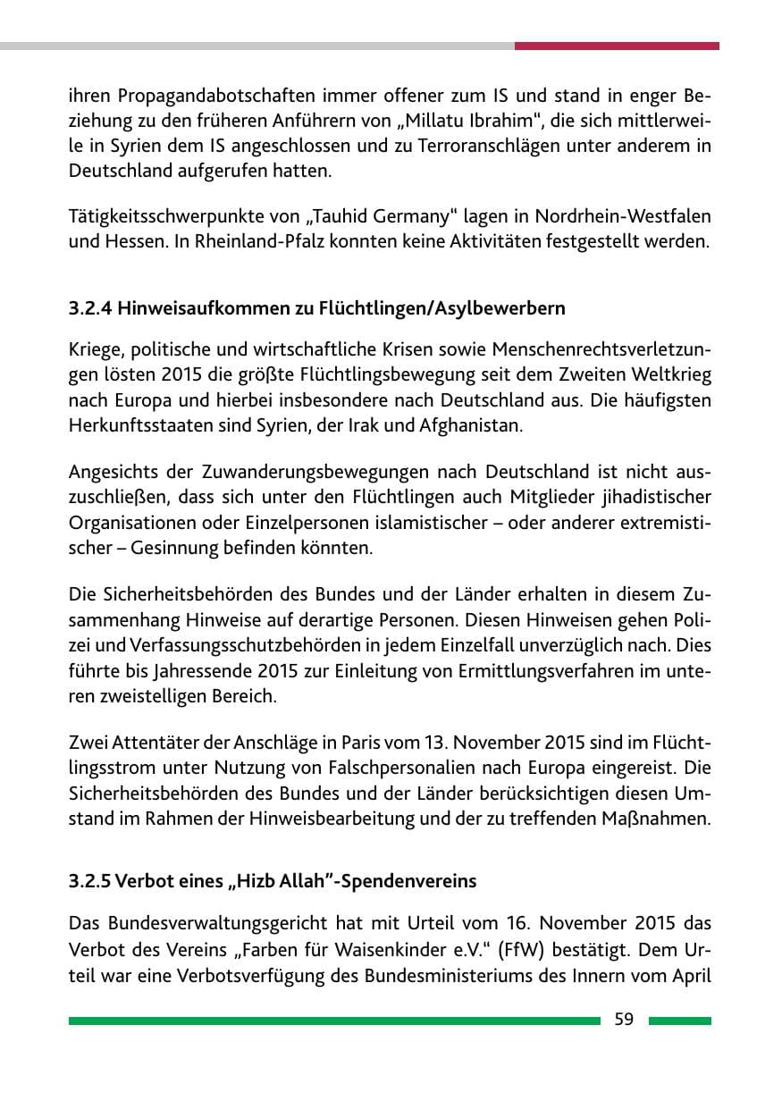 Seite 61 des Verfassungsschutzbericht 2015 Rheinland-Pfalz