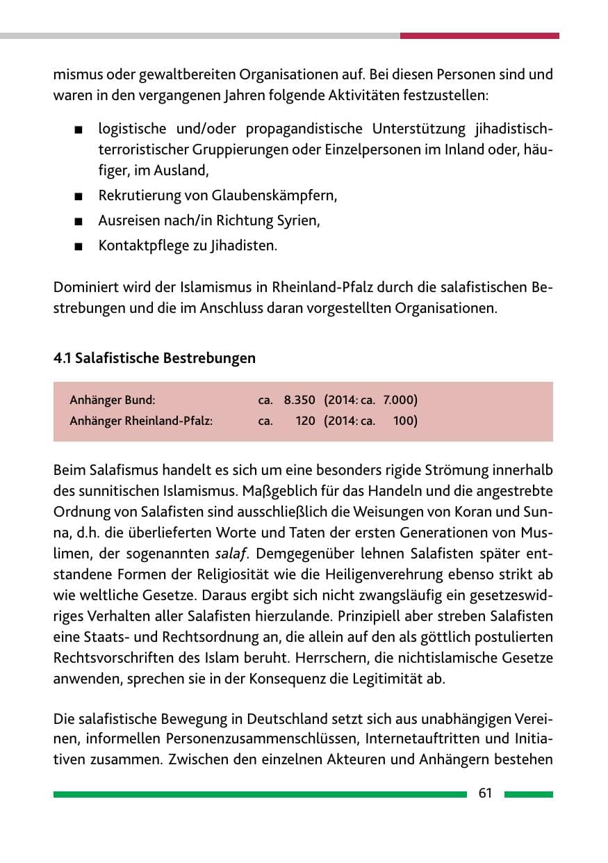 Seite 63 des Verfassungsschutzbericht 2015 Rheinland-Pfalz