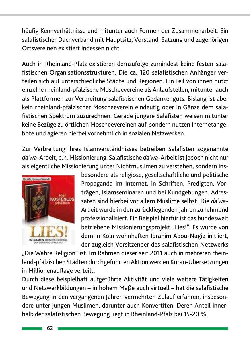 Seite 64 des Verfassungsschutzbericht 2015 Rheinland-Pfalz