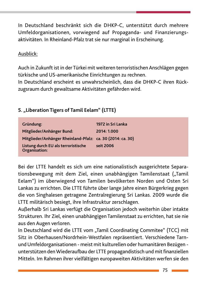Seite 77 des Verfassungsschutzbericht 2015 Rheinland-Pfalz