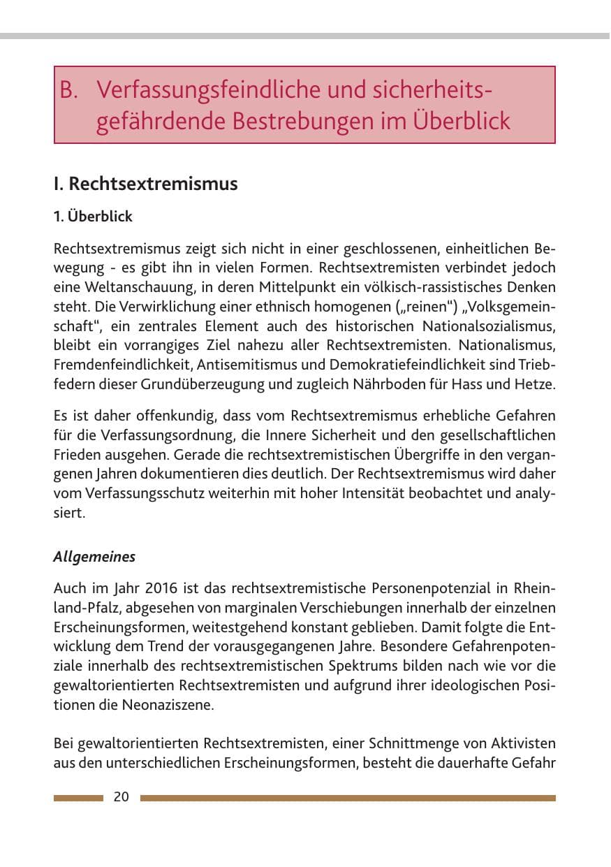 Seite 22 des Verfassungsschutzbericht 2016 Rheinland-Pfalz