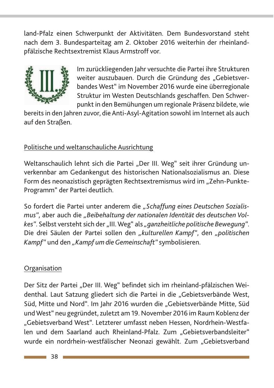 Seite 40 des Verfassungsschutzbericht 2016 Rheinland-Pfalz