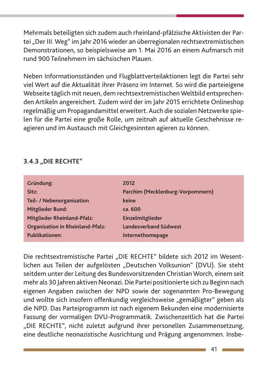 Seite 43 des Verfassungsschutzbericht 2016 Rheinland-Pfalz