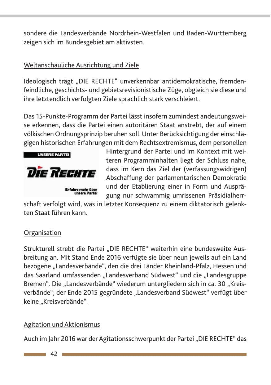 Seite 44 des Verfassungsschutzbericht 2016 Rheinland-Pfalz