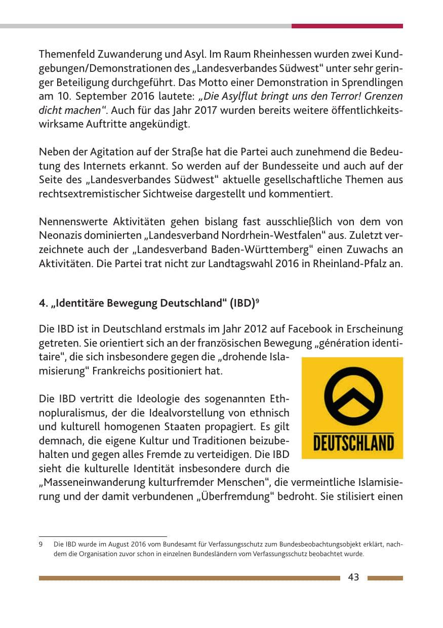 Seite 45 des Verfassungsschutzbericht 2016 Rheinland-Pfalz