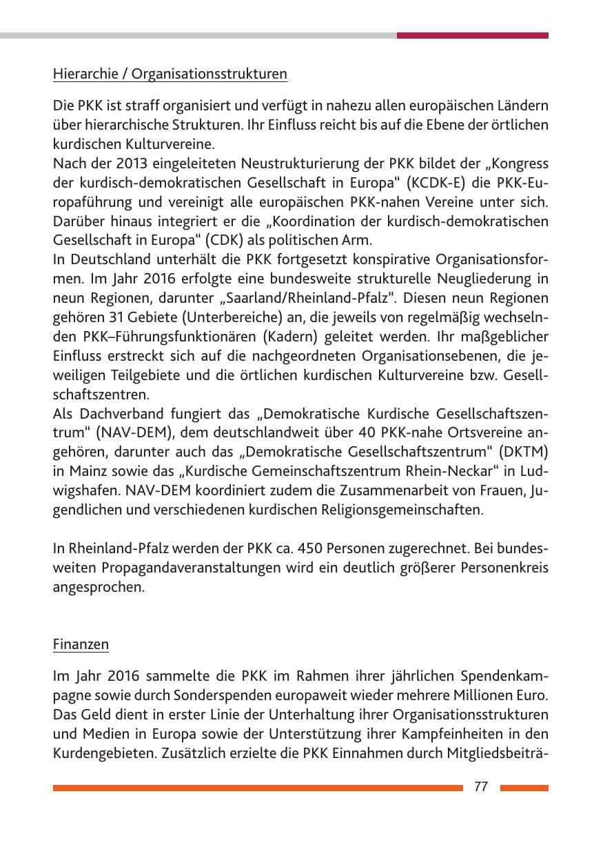 Seite 79 des Verfassungsschutzbericht 2016 Rheinland-Pfalz