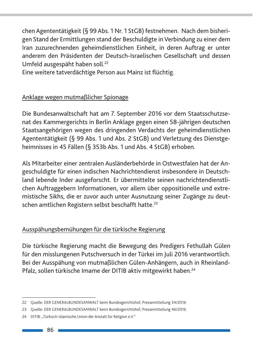 Seite 88 des Verfassungsschutzbericht 2016 Rheinland-Pfalz