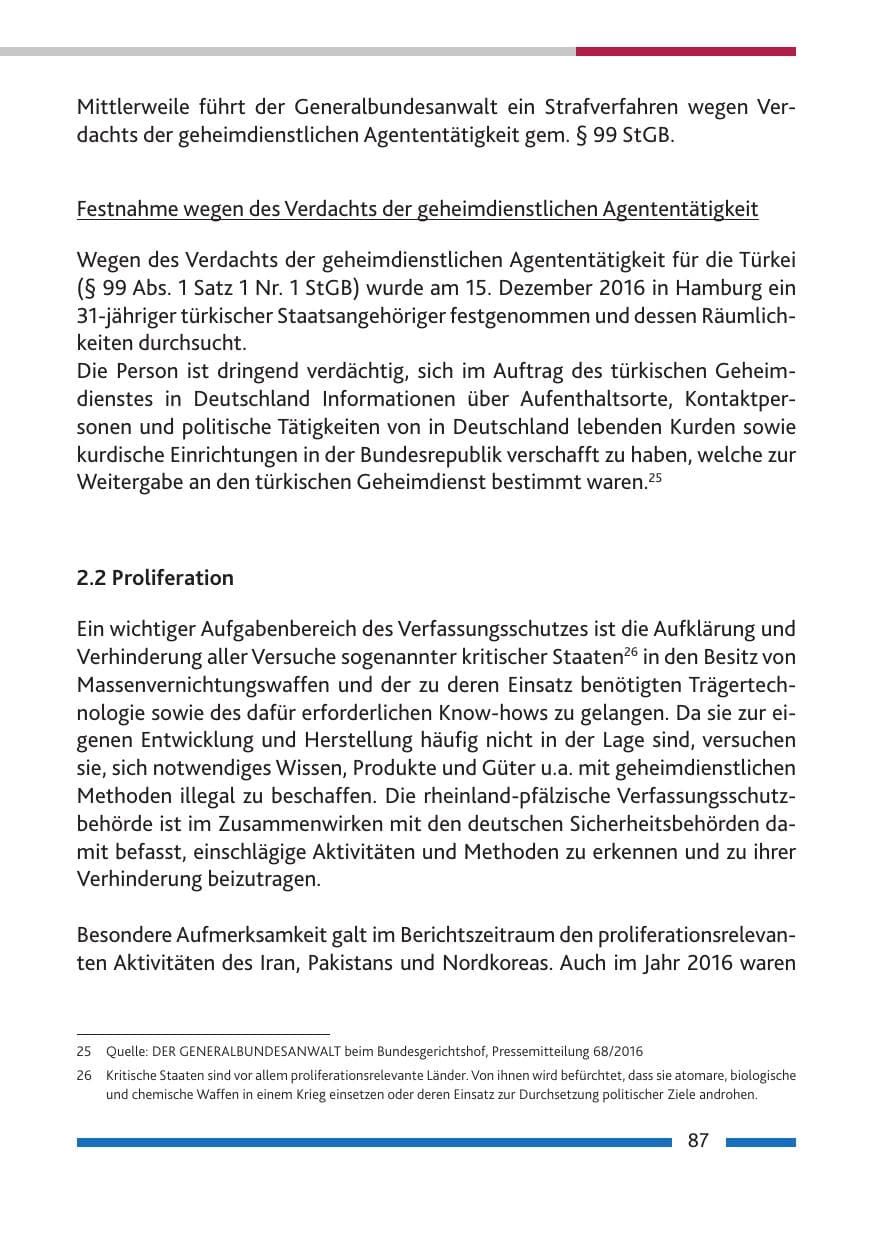 Seite 89 des Verfassungsschutzbericht 2016 Rheinland-Pfalz