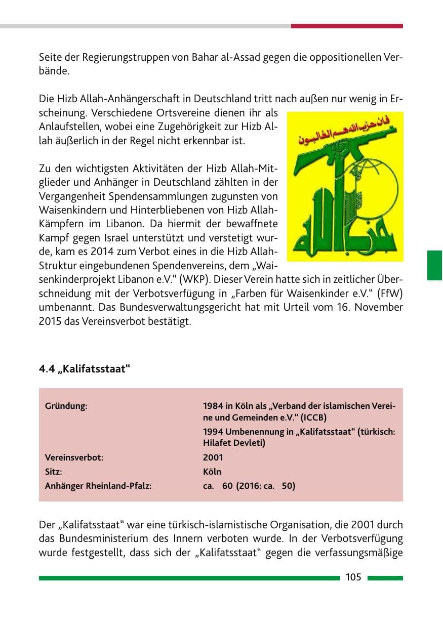 Seite 105 des Verfassungsschutzbericht 2017 Rheinland-Pfalz