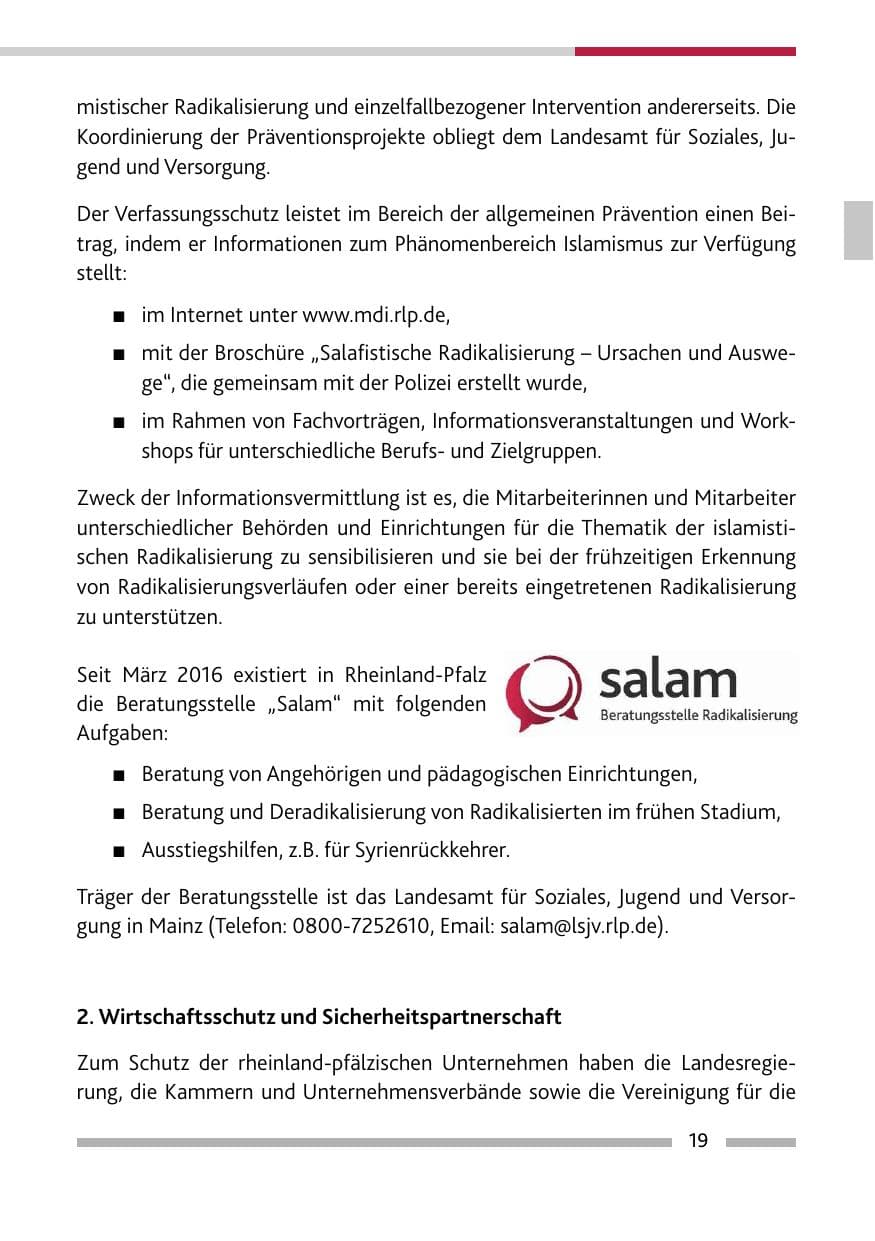 Seite 19 des Verfassungsschutzbericht 2017 Rheinland-Pfalz
