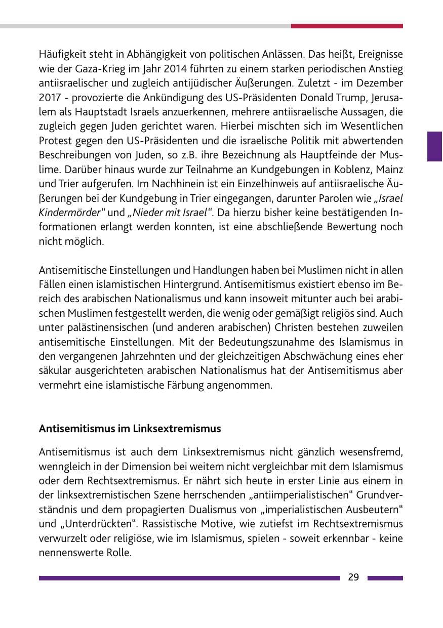 Seite 29 des Verfassungsschutzbericht 2017 Rheinland-Pfalz