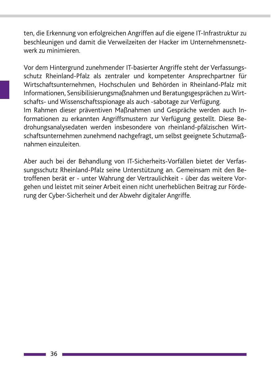 Seite 36 des Verfassungsschutzbericht 2017 Rheinland-Pfalz
