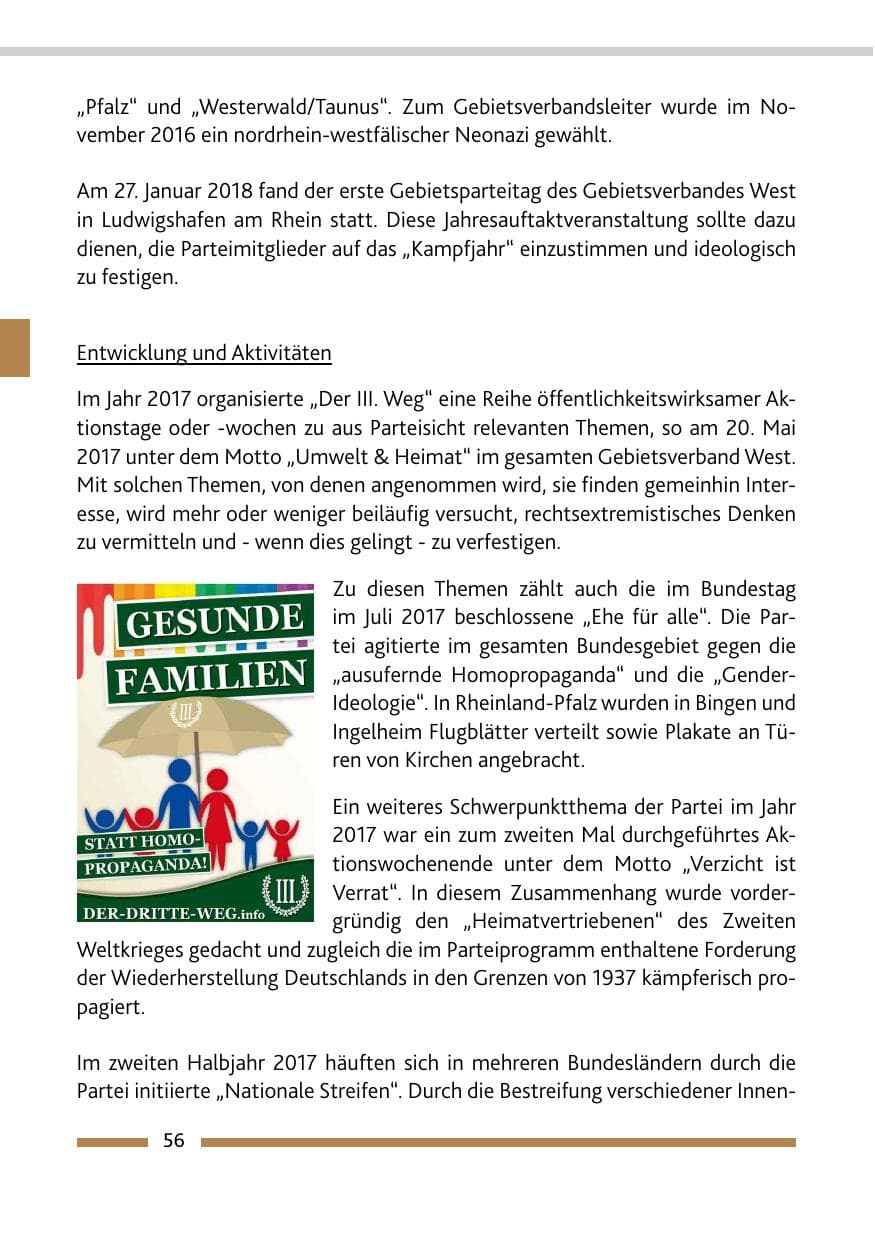 Seite 56 des Verfassungsschutzbericht 2017 Rheinland-Pfalz