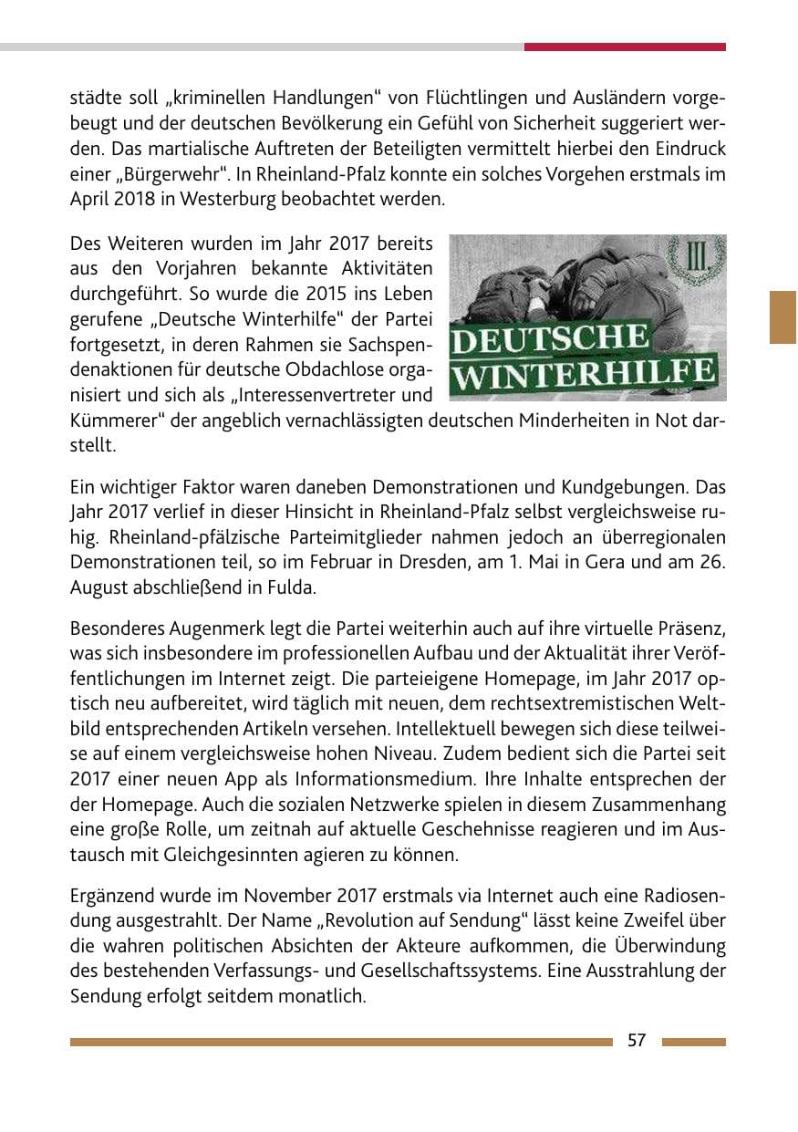 Seite 57 des Verfassungsschutzbericht 2017 Rheinland-Pfalz