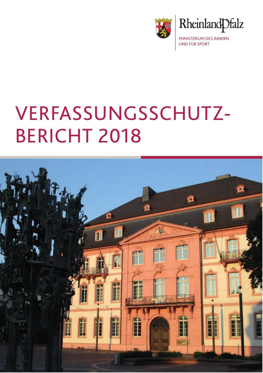 Seite 1 des Verfassungsschutzbericht 2018 Rheinland-Pfalz