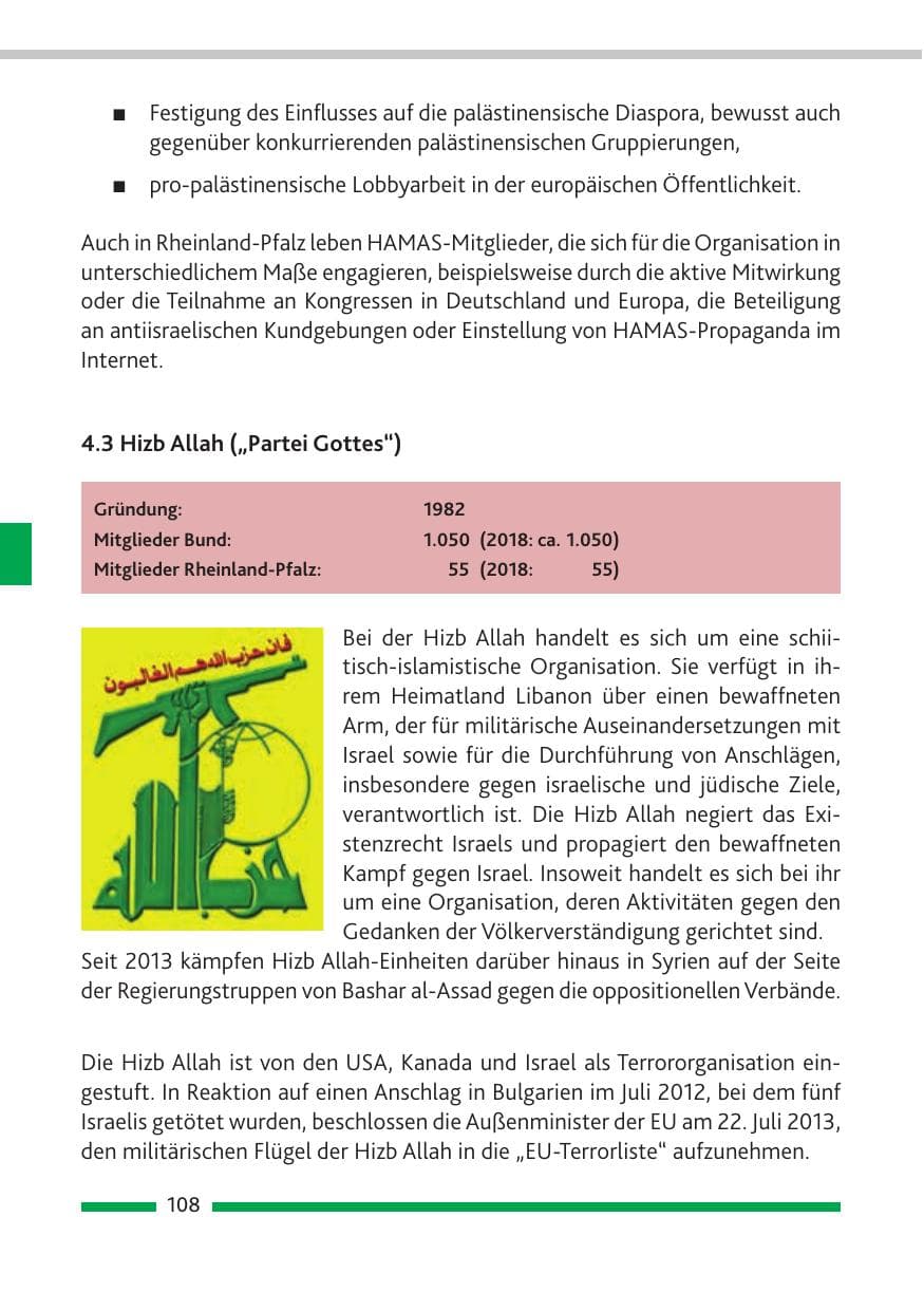 Seite 109 des Verfassungsschutzbericht 2018 Rheinland-Pfalz
