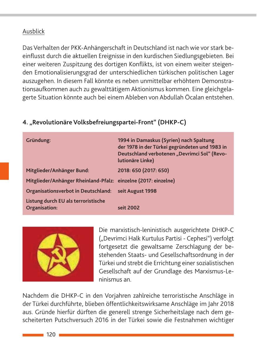 Seite 121 des Verfassungsschutzbericht 2018 Rheinland-Pfalz
