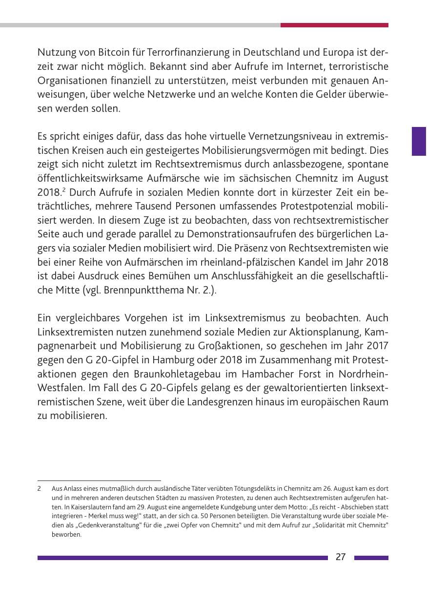 Seite 28 des Verfassungsschutzbericht 2018 Rheinland-Pfalz