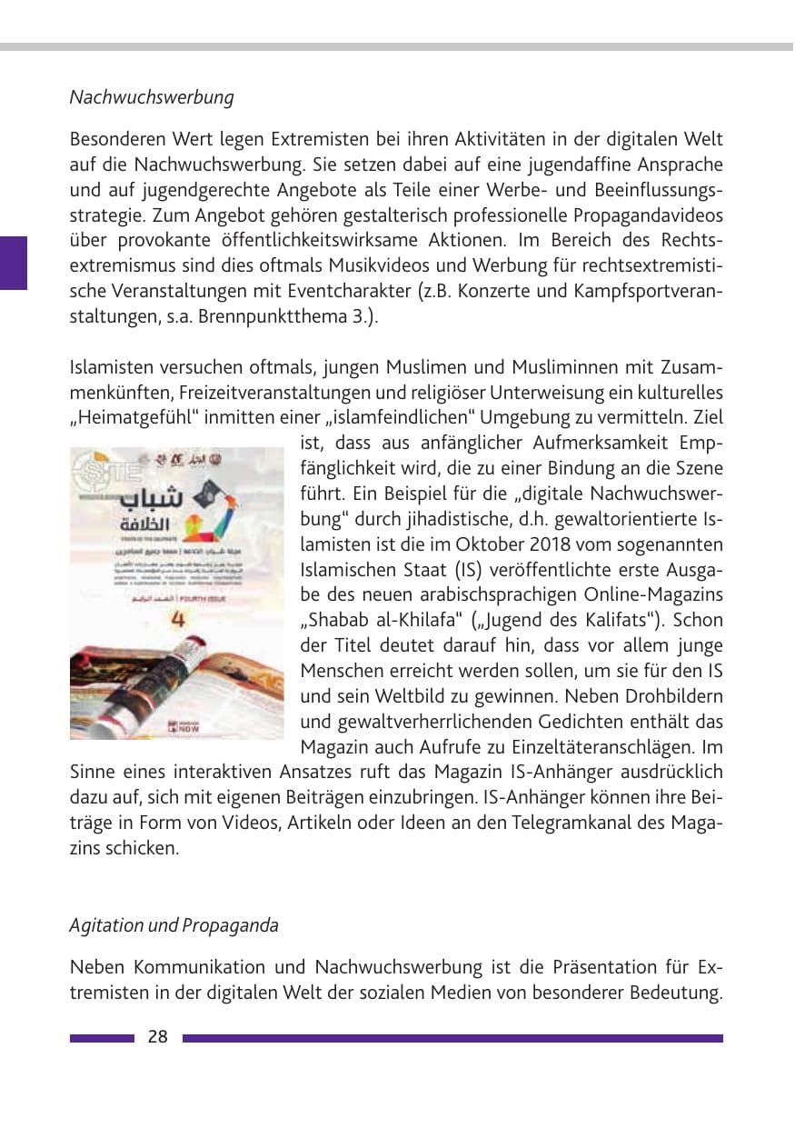 Seite 29 des Verfassungsschutzbericht 2018 Rheinland-Pfalz