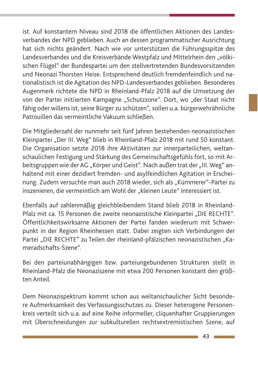 Seite 44 des Verfassungsschutzbericht 2018 Rheinland-Pfalz