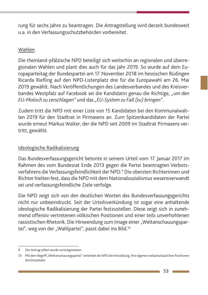 Seite 54 des Verfassungsschutzbericht 2018 Rheinland-Pfalz