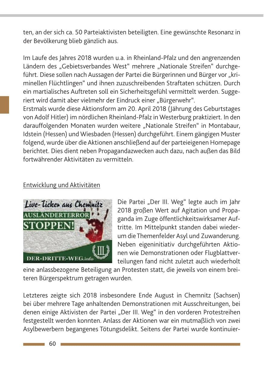 Seite 61 des Verfassungsschutzbericht 2018 Rheinland-Pfalz