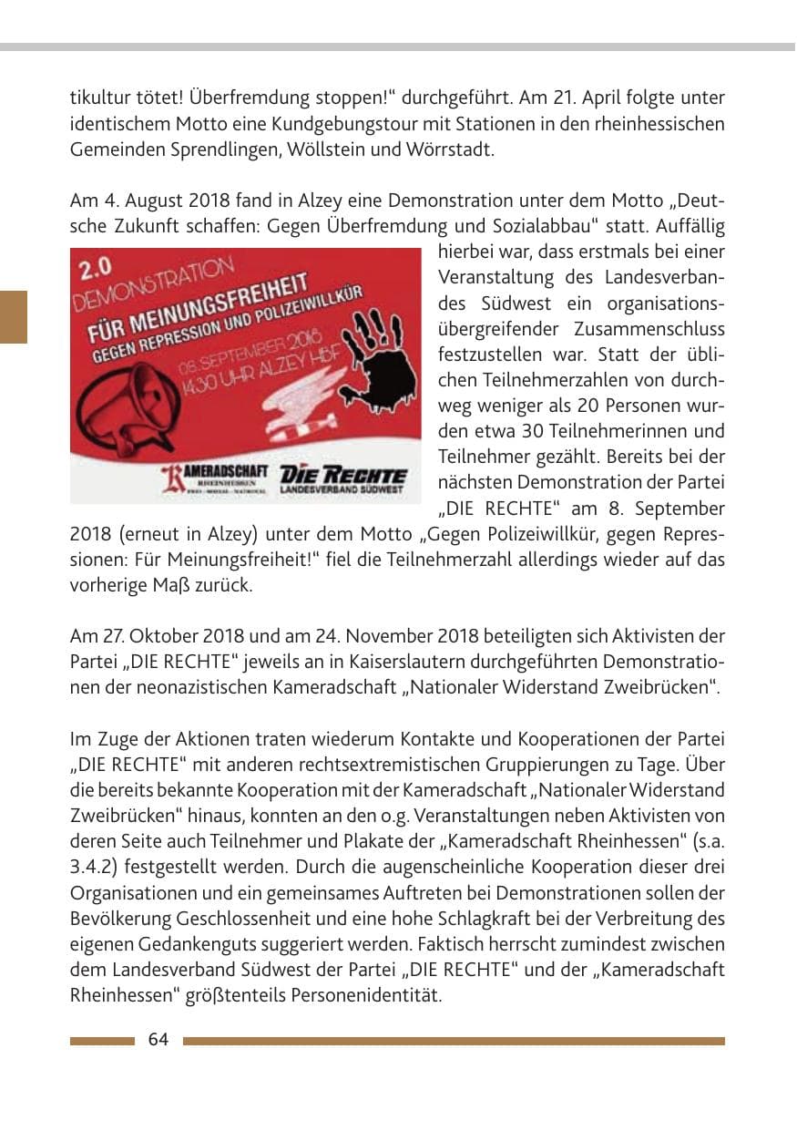 Seite 65 des Verfassungsschutzbericht 2018 Rheinland-Pfalz