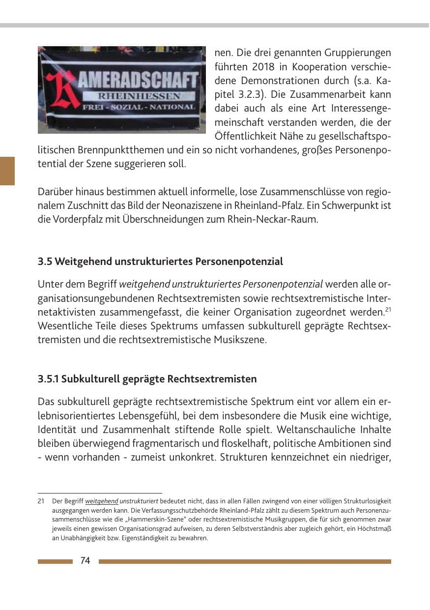 Seite 75 des Verfassungsschutzbericht 2018 Rheinland-Pfalz