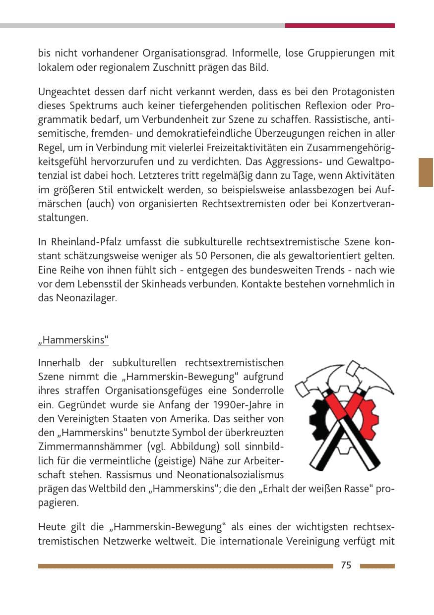 Seite 76 des Verfassungsschutzbericht 2018 Rheinland-Pfalz