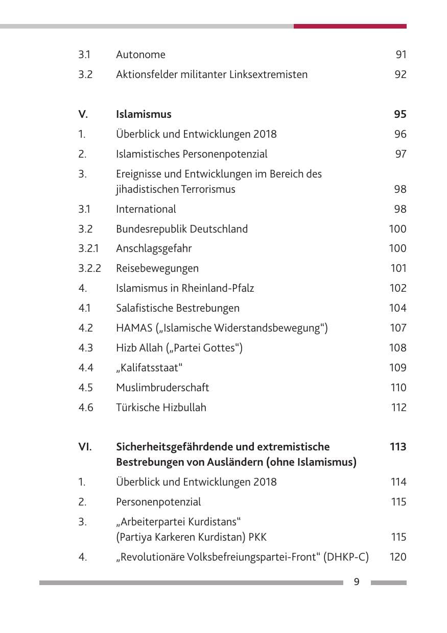 Seite 10 des Verfassungsschutzbericht 2018 Rheinland-Pfalz