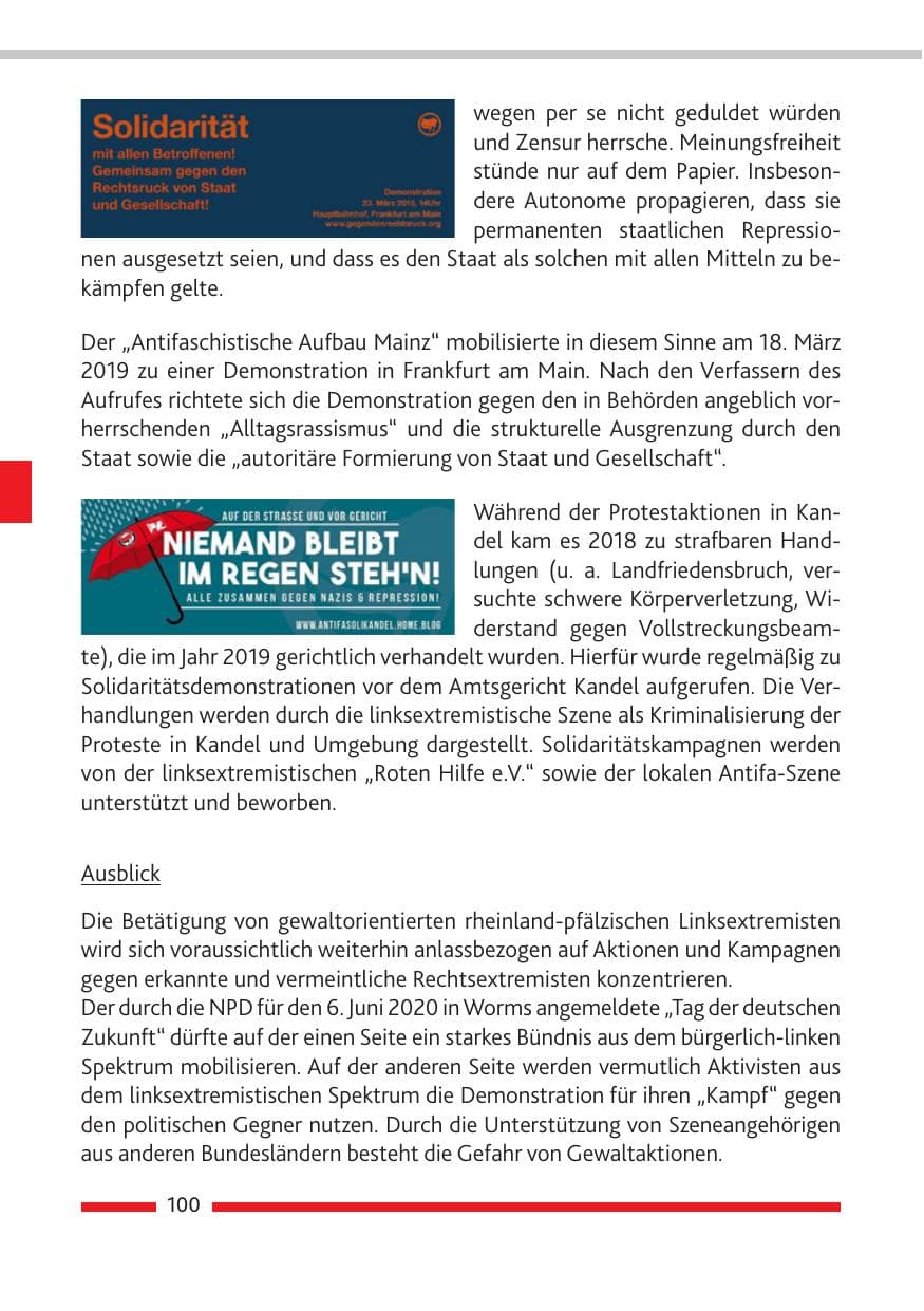 Seite 101 des Verfassungsschutzbericht 2019 Rheinland-Pfalz