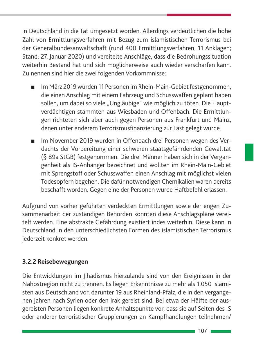 Seite 108 des Verfassungsschutzbericht 2019 Rheinland-Pfalz