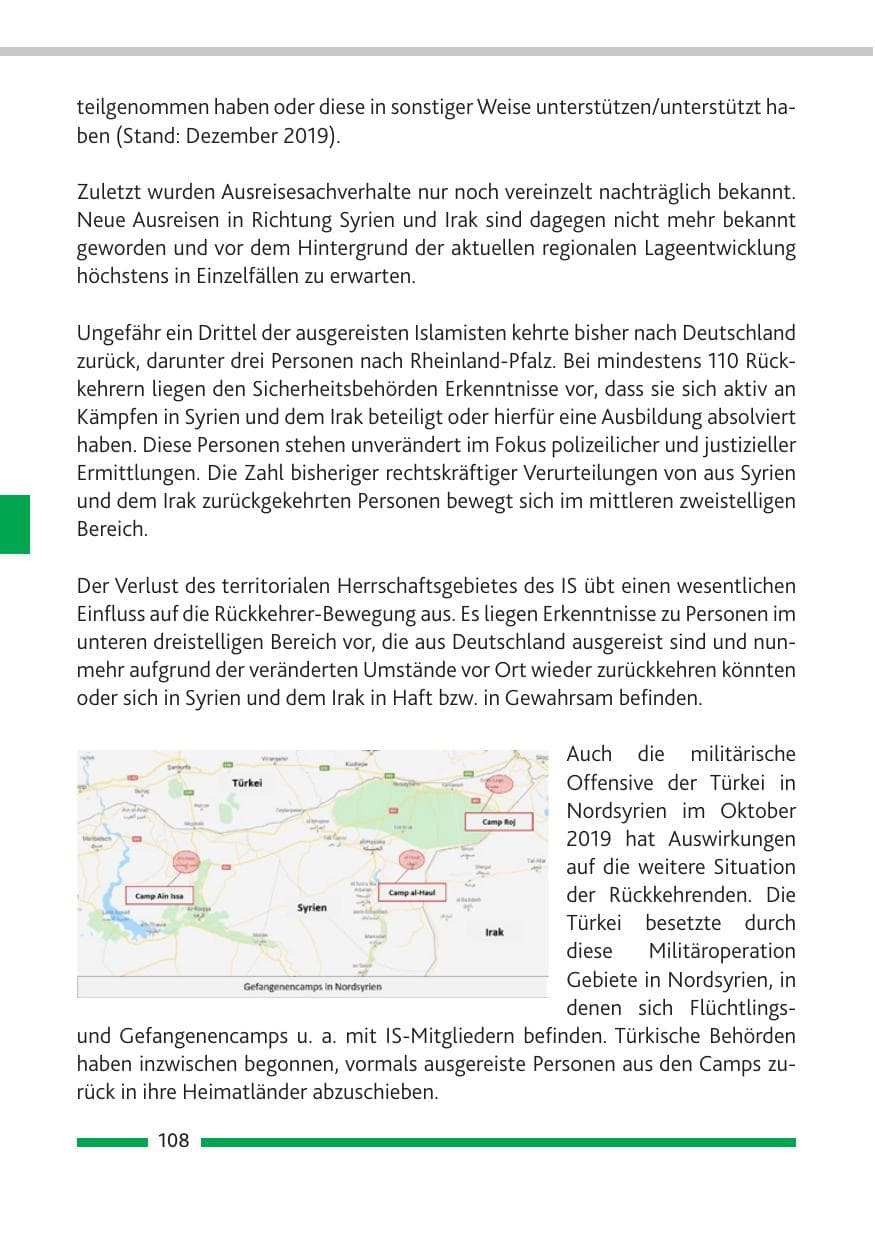 Seite 109 des Verfassungsschutzbericht 2019 Rheinland-Pfalz