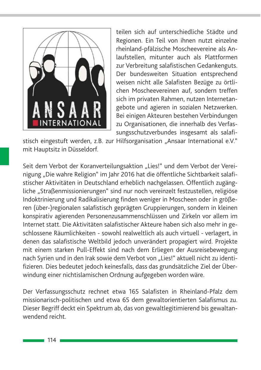 Seite 115 des Verfassungsschutzbericht 2019 Rheinland-Pfalz
