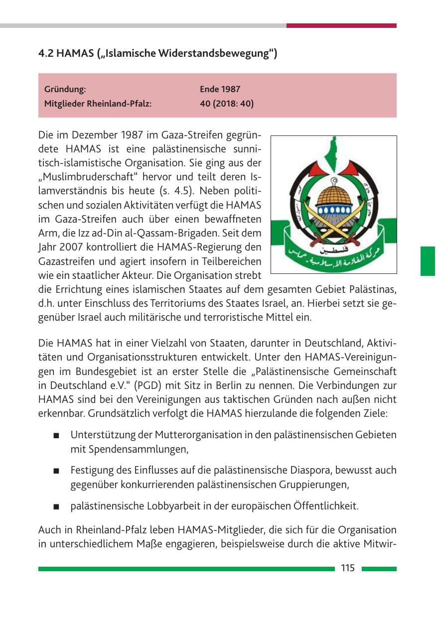 Seite 116 des Verfassungsschutzbericht 2019 Rheinland-Pfalz