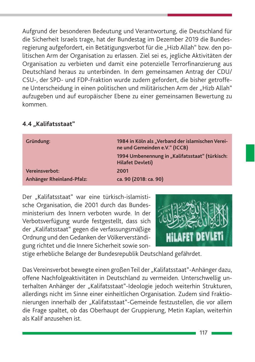 Seite 118 des Verfassungsschutzbericht 2019 Rheinland-Pfalz