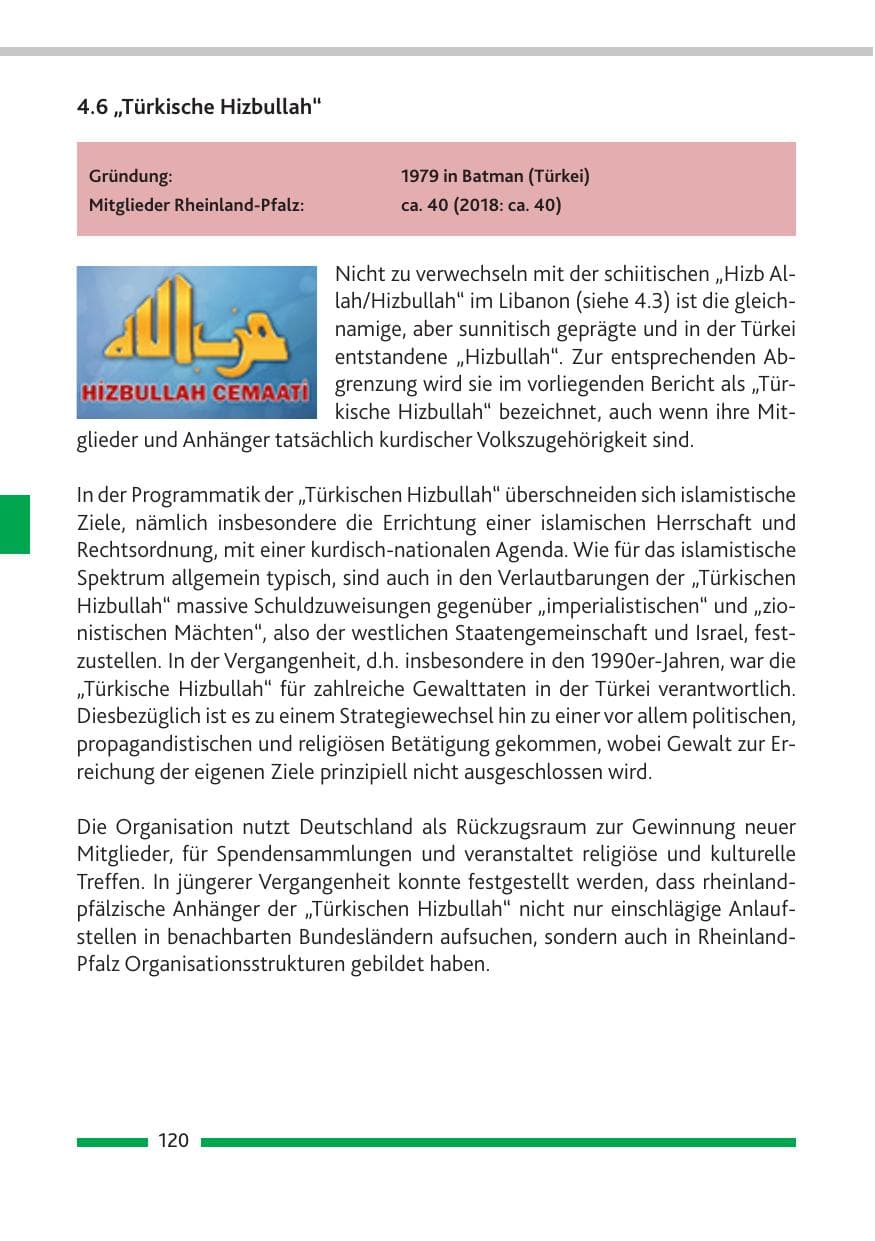 Seite 121 des Verfassungsschutzbericht 2019 Rheinland-Pfalz
