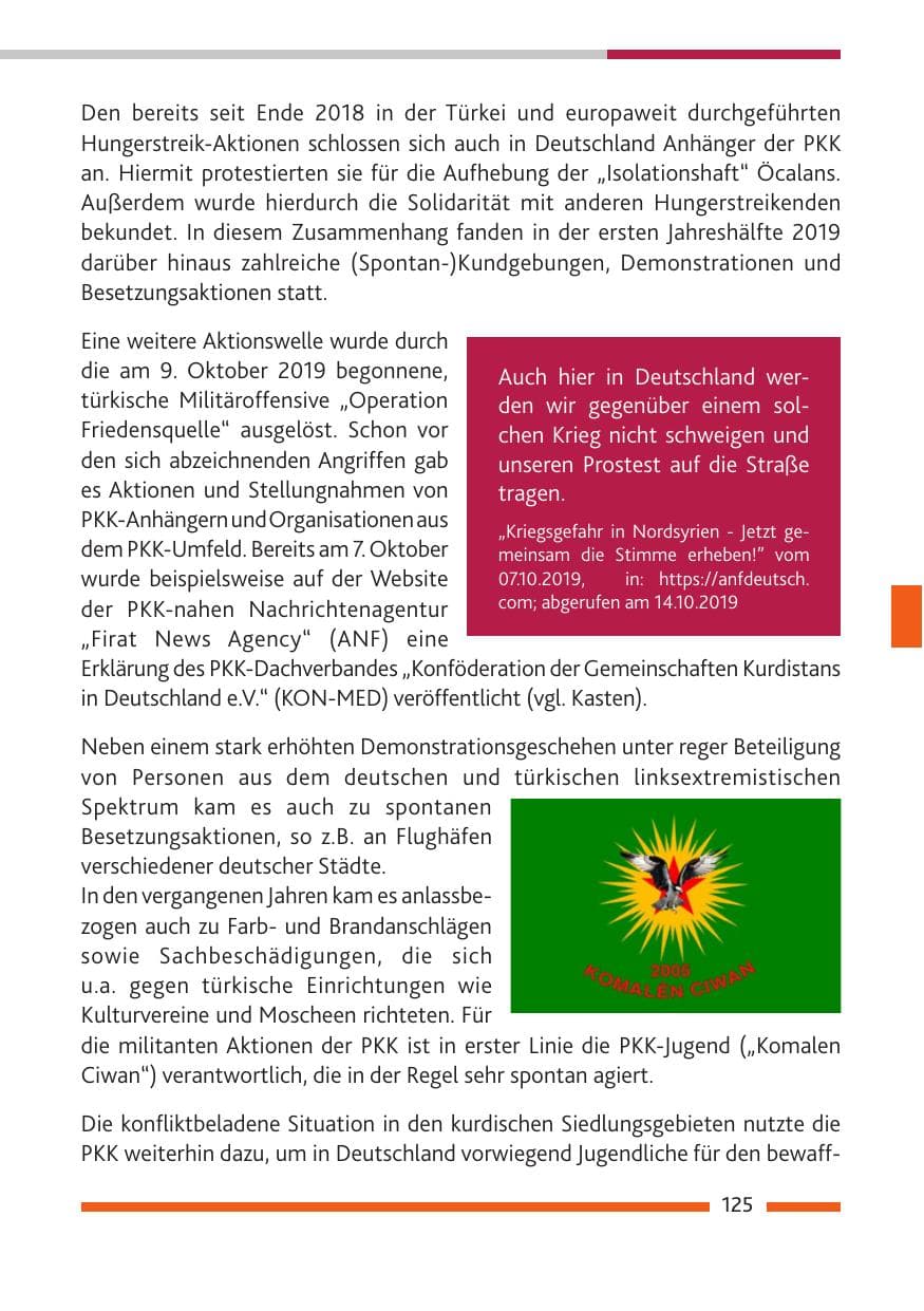 Seite 126 des Verfassungsschutzbericht 2019 Rheinland-Pfalz