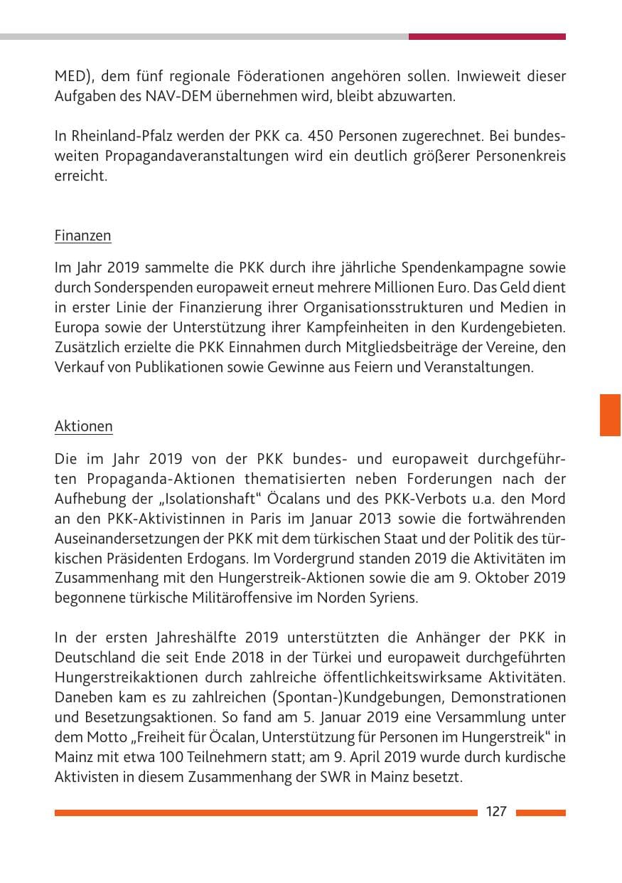 Seite 128 des Verfassungsschutzbericht 2019 Rheinland-Pfalz