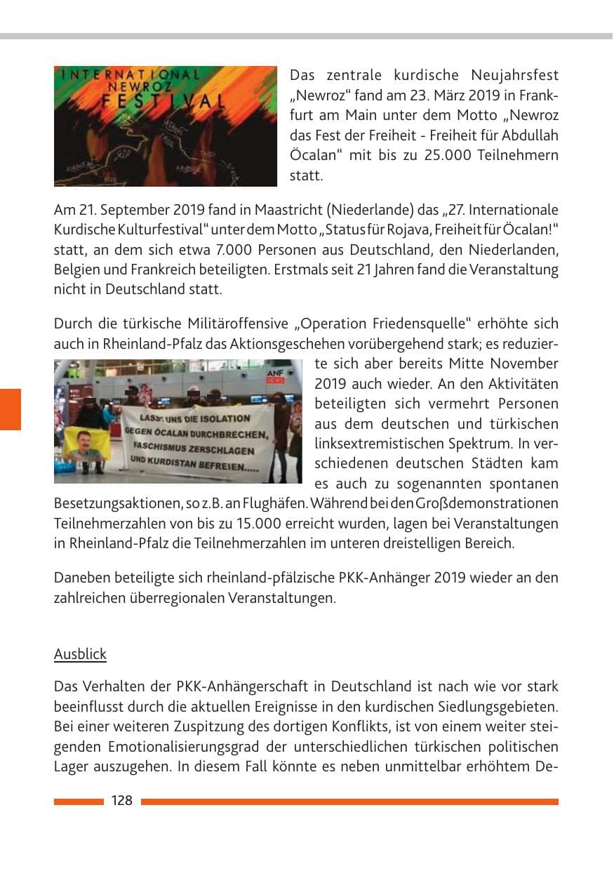 Seite 129 des Verfassungsschutzbericht 2019 Rheinland-Pfalz