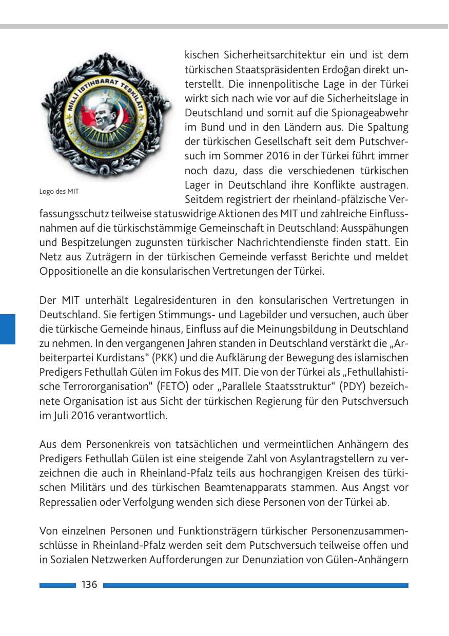 Seite 137 des Verfassungsschutzbericht 2019 Rheinland-Pfalz