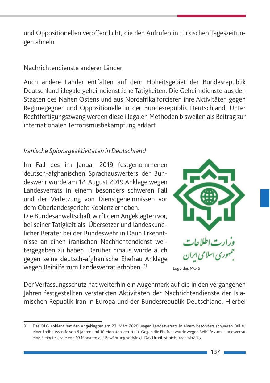 Seite 138 des Verfassungsschutzbericht 2019 Rheinland-Pfalz