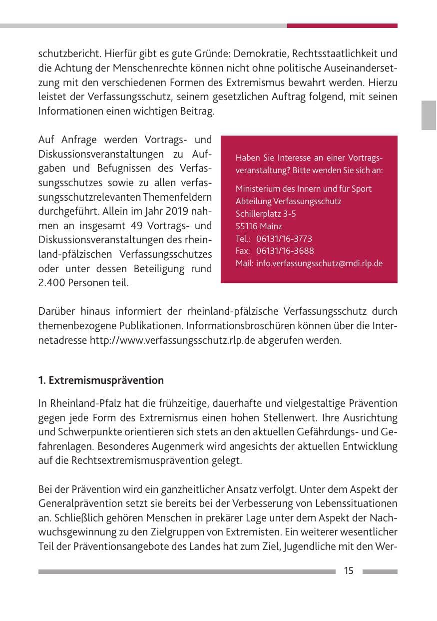 Seite 16 des Verfassungsschutzbericht 2019 Rheinland-Pfalz