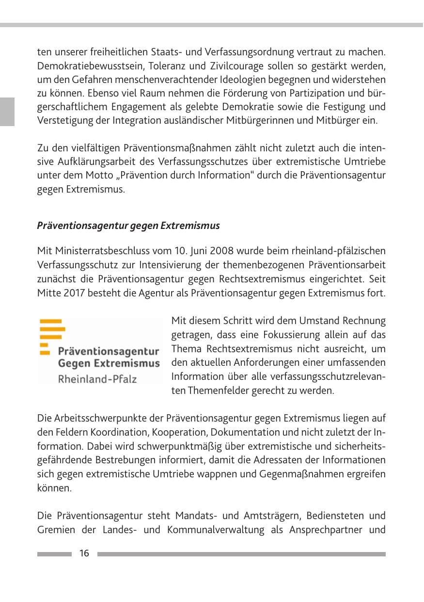 Seite 17 des Verfassungsschutzbericht 2019 Rheinland-Pfalz