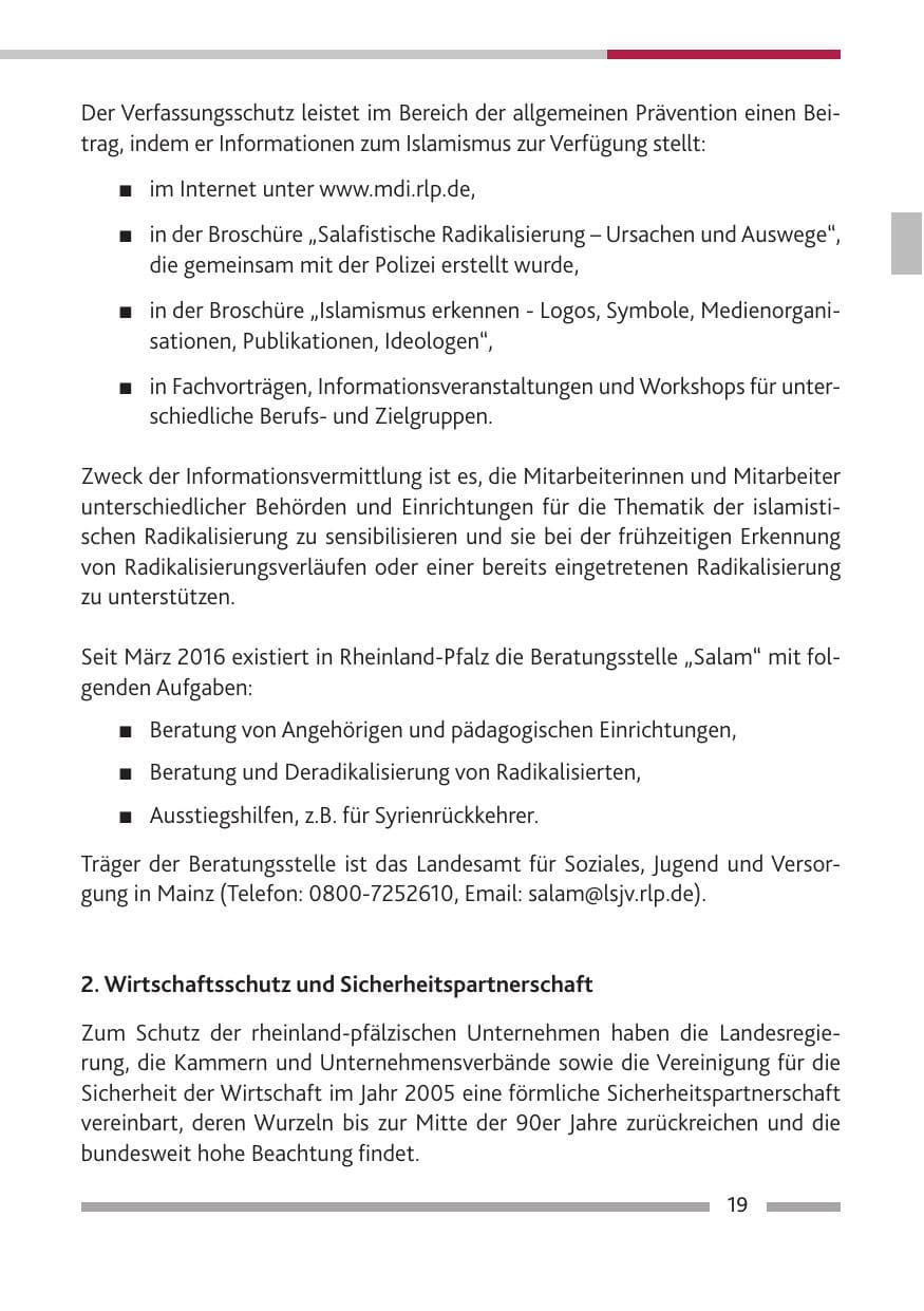 Seite 20 des Verfassungsschutzbericht 2019 Rheinland-Pfalz