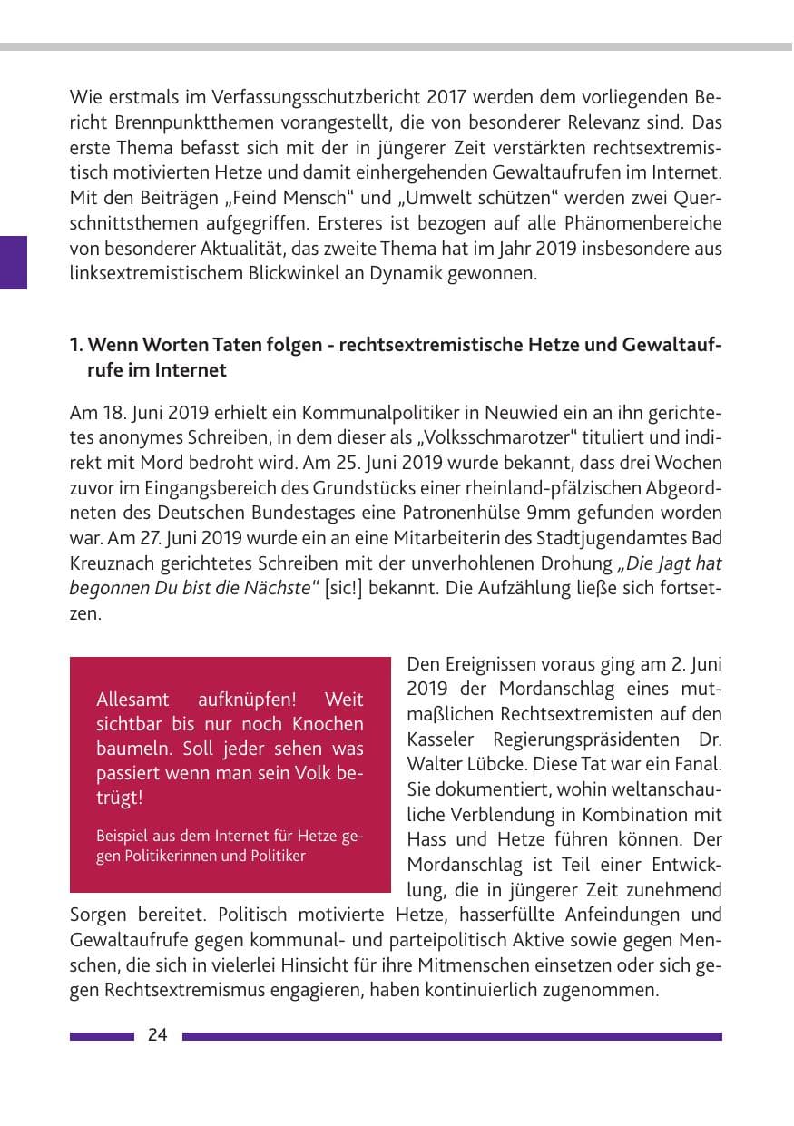 Seite 25 des Verfassungsschutzbericht 2019 Rheinland-Pfalz